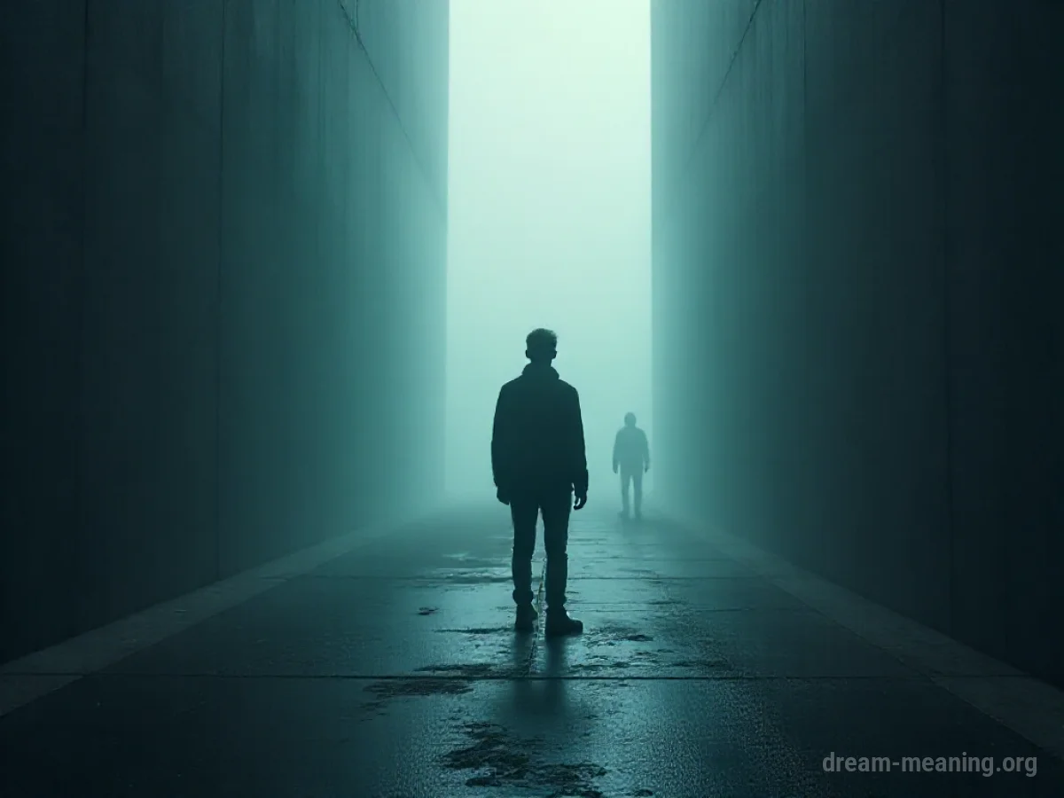 Silhouette of a person in a dark void with shadowy figures approaching.