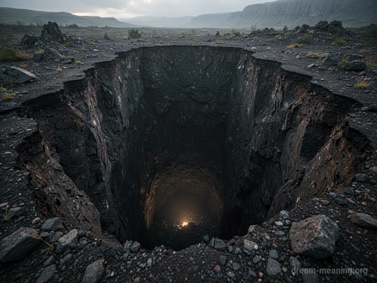 A dark, gaping hole opens in the earth.