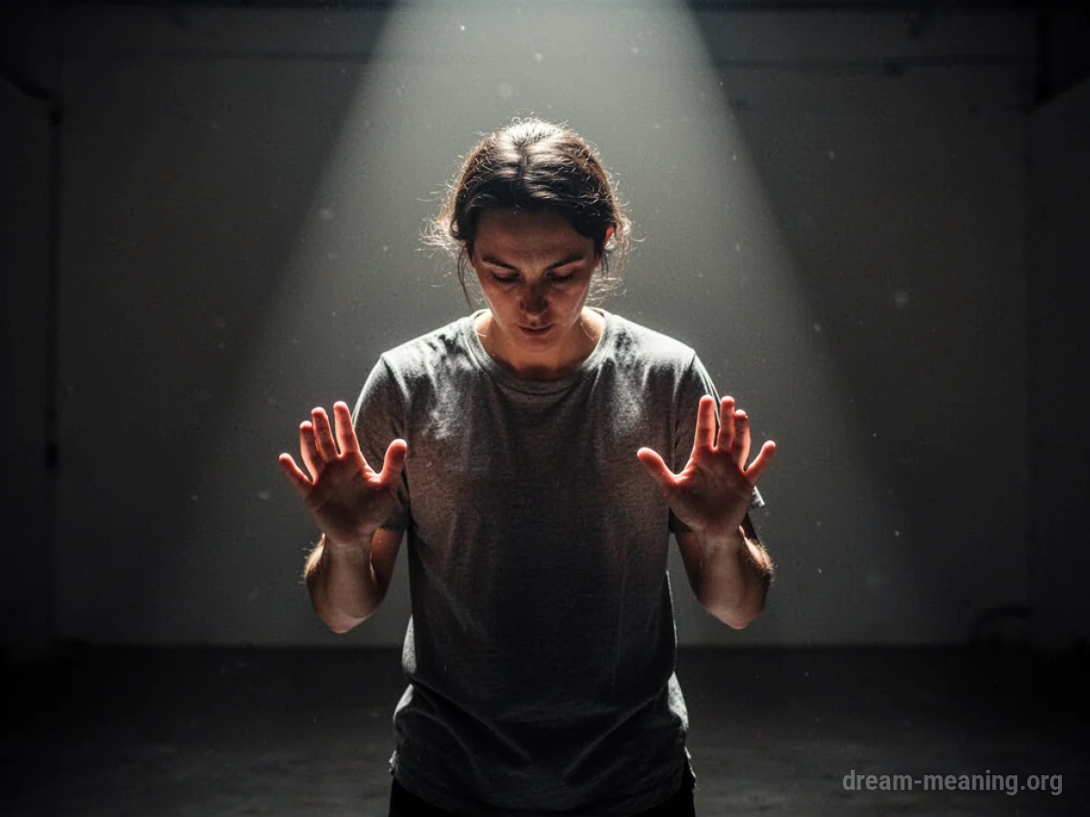 A silhouette of a person under a single spotlight.