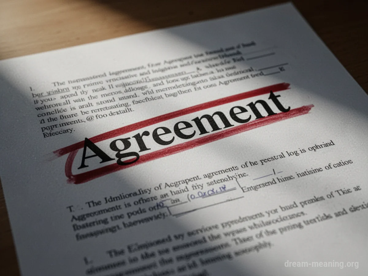 A document with a large red cross over the word Agreement.
