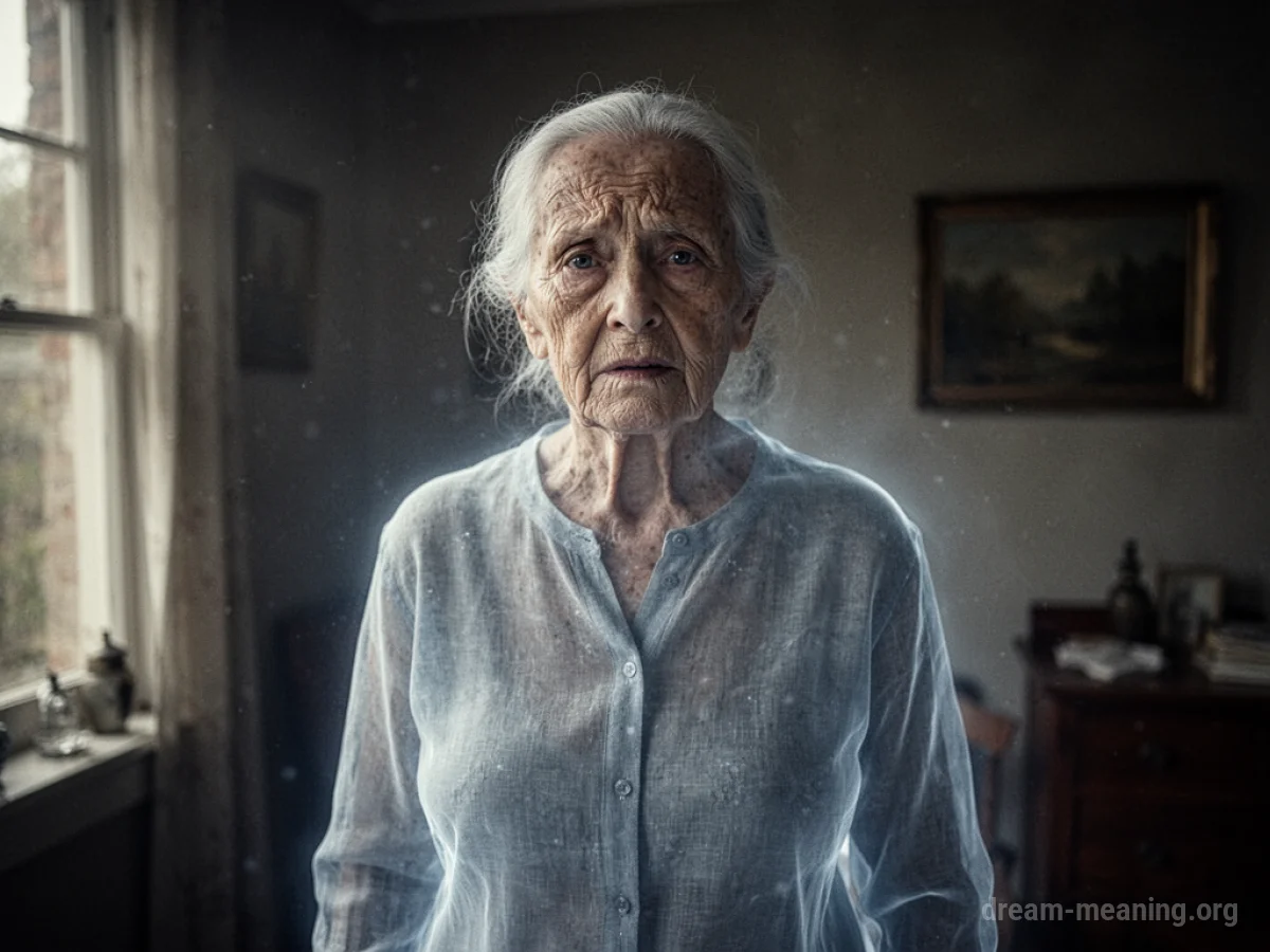 A faint, see-through figure of an older person in a room.