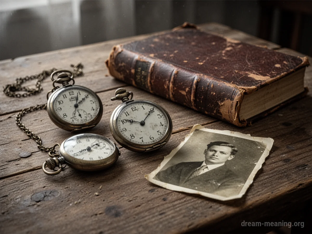 An assortment of antique personal belongings laid out on a table.