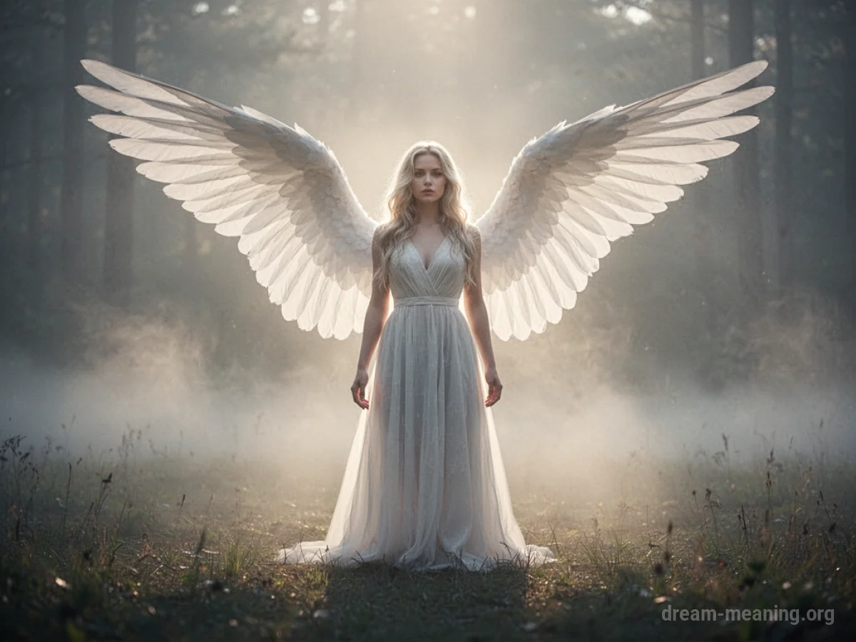 A radiant winged figure emitting a soft glow.