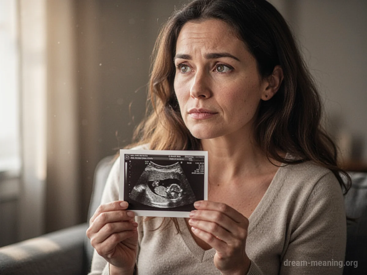 A woman holding an ultrasound image.