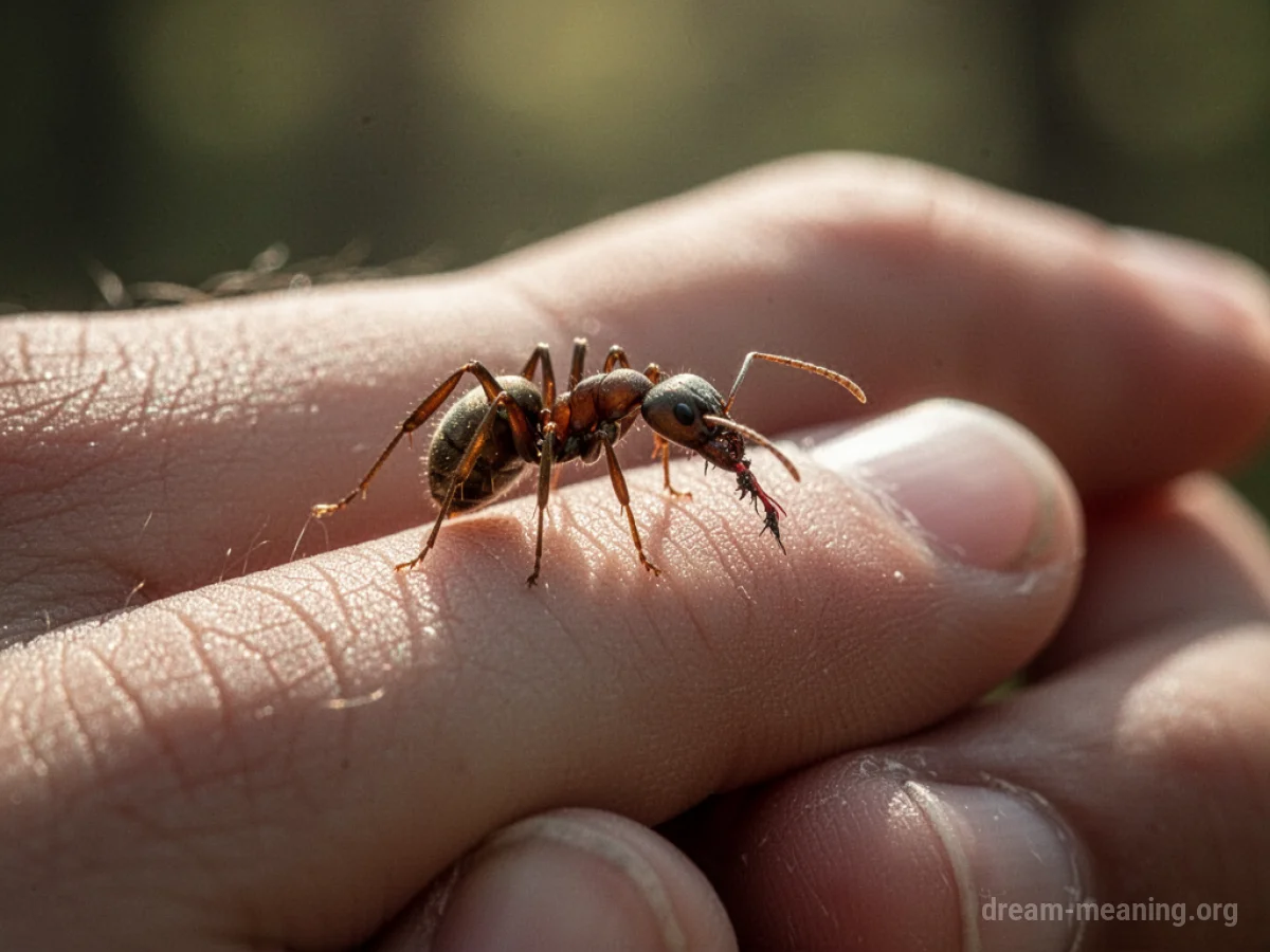 A close-up view of a single ant on a human hand.