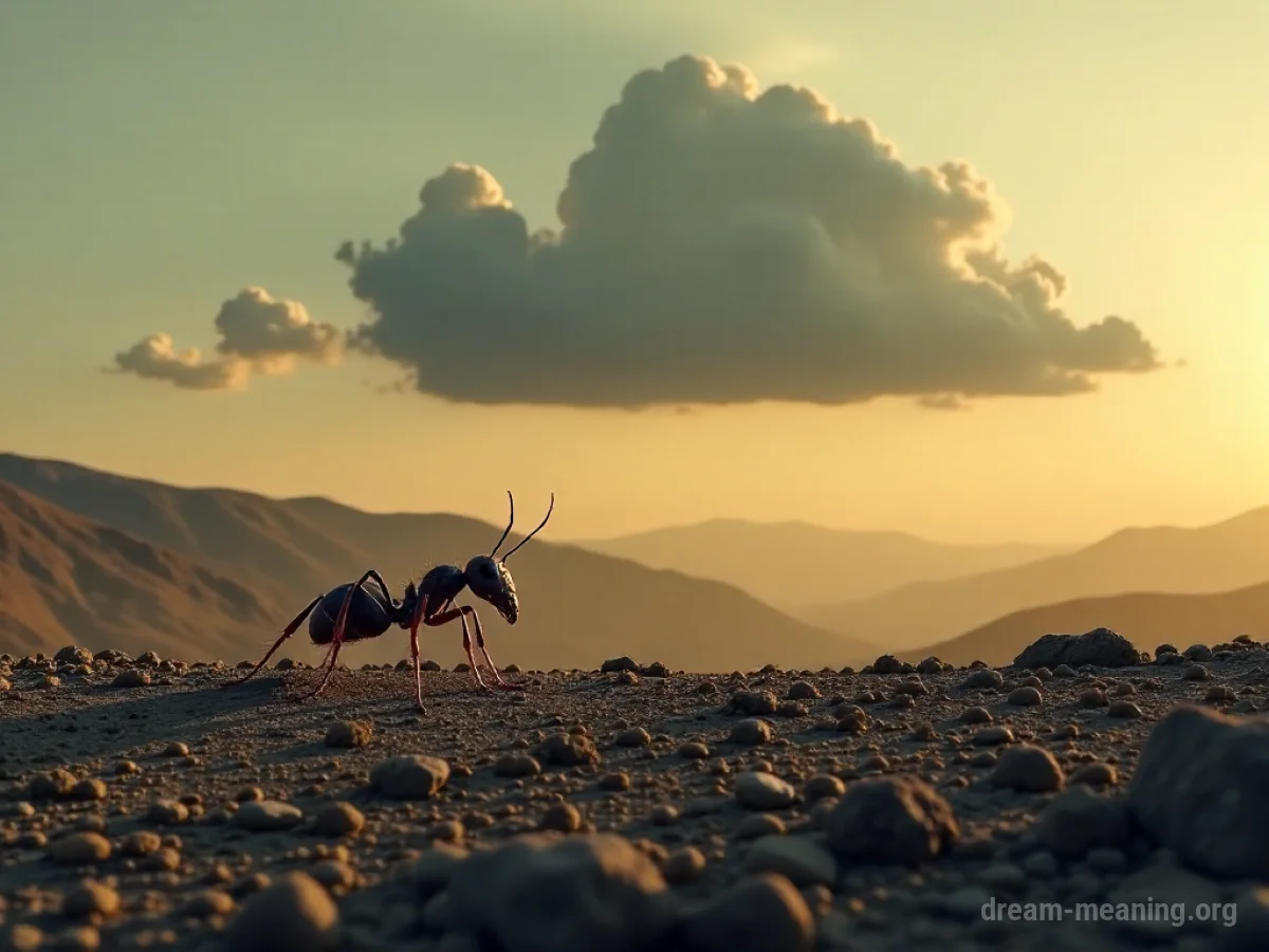 A person standing in an expanse covered with numerous ants.