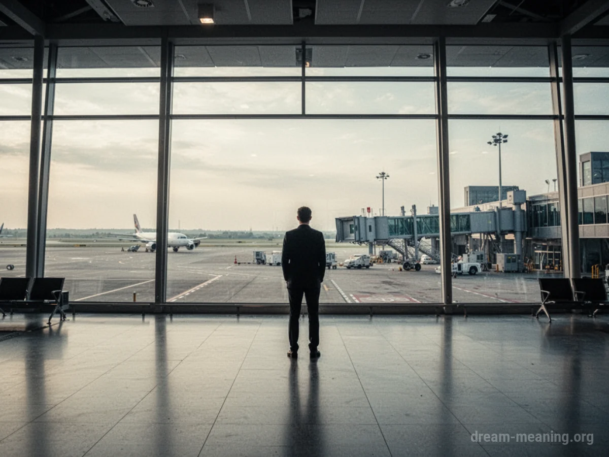 A person stands alone in a quiet airport terminal.