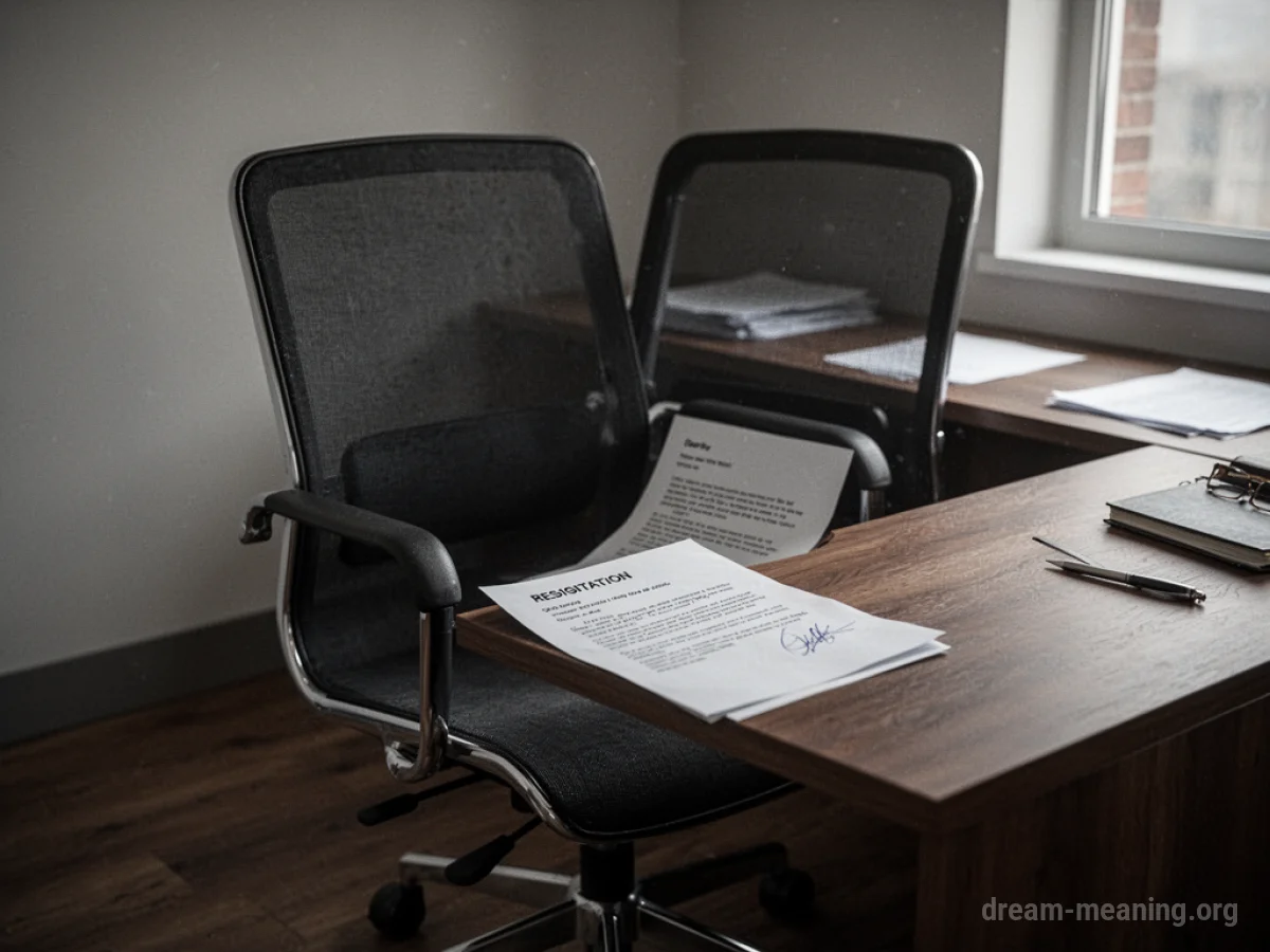 An empty office chair at a desk with a piece of paper on it.