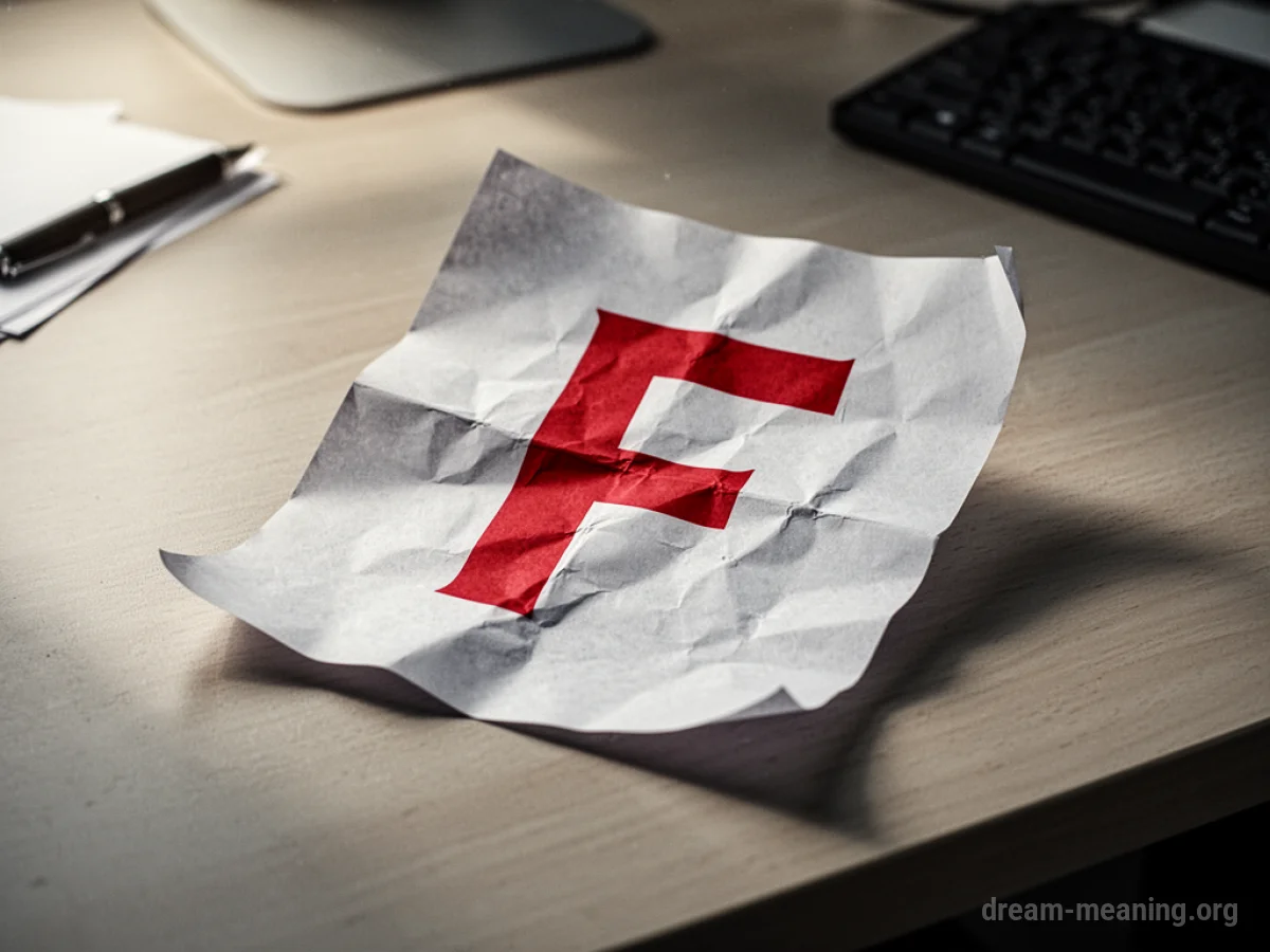 A crumpled paper with a red 'F' marked on it.