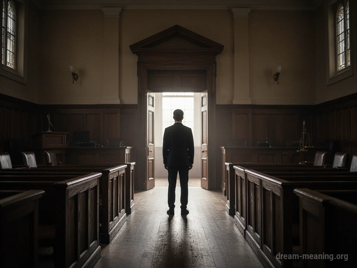 Silhouette of a person unable to move in a spotlight within a dark, empty room.