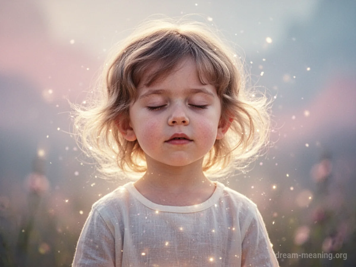 A child bathed in soft light, with ethereal glow.