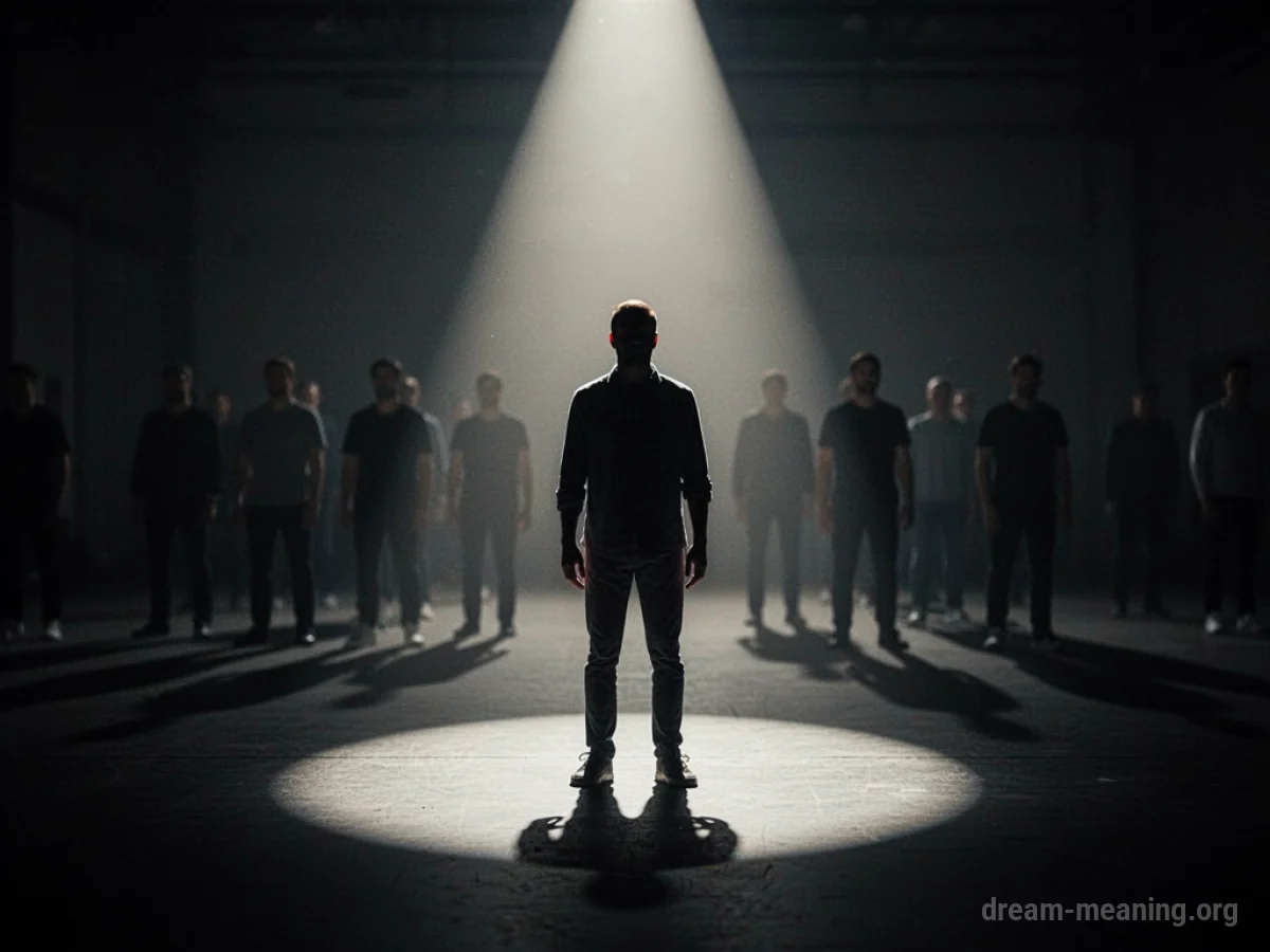 Silhouette of a person standing alone under a spotlight.