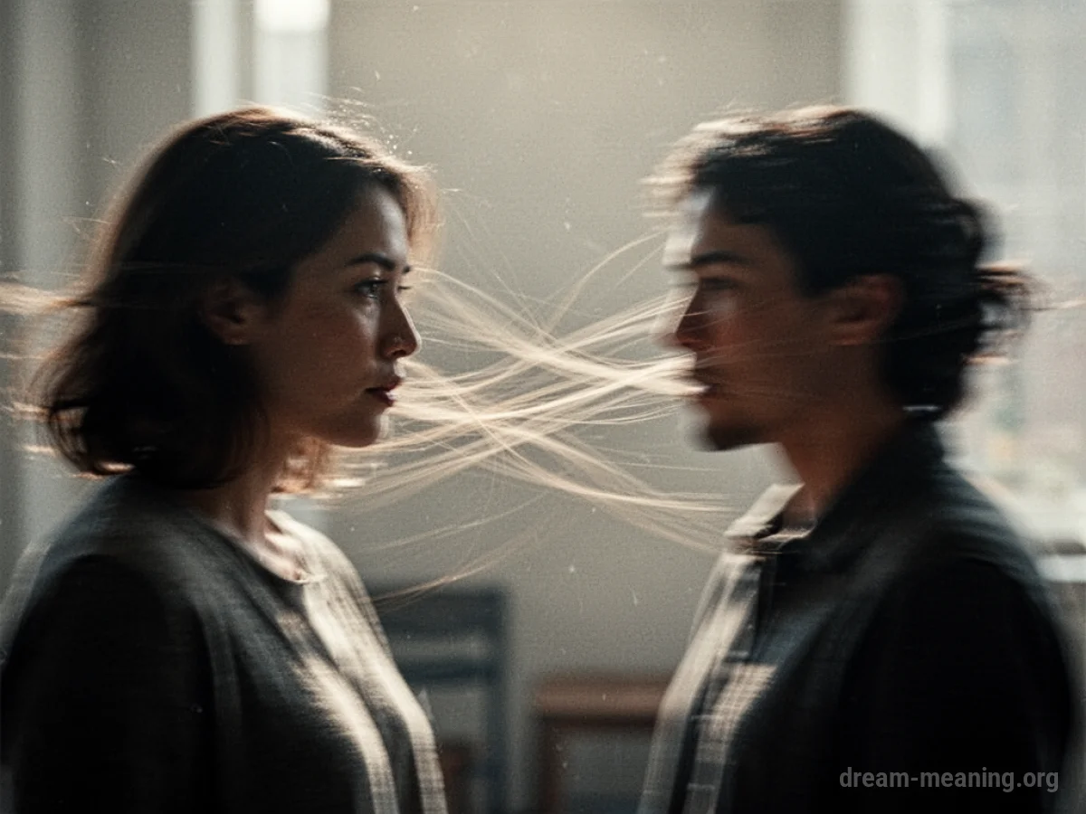 Two shadowy figures in a confrontational stance with abstract energy between them.