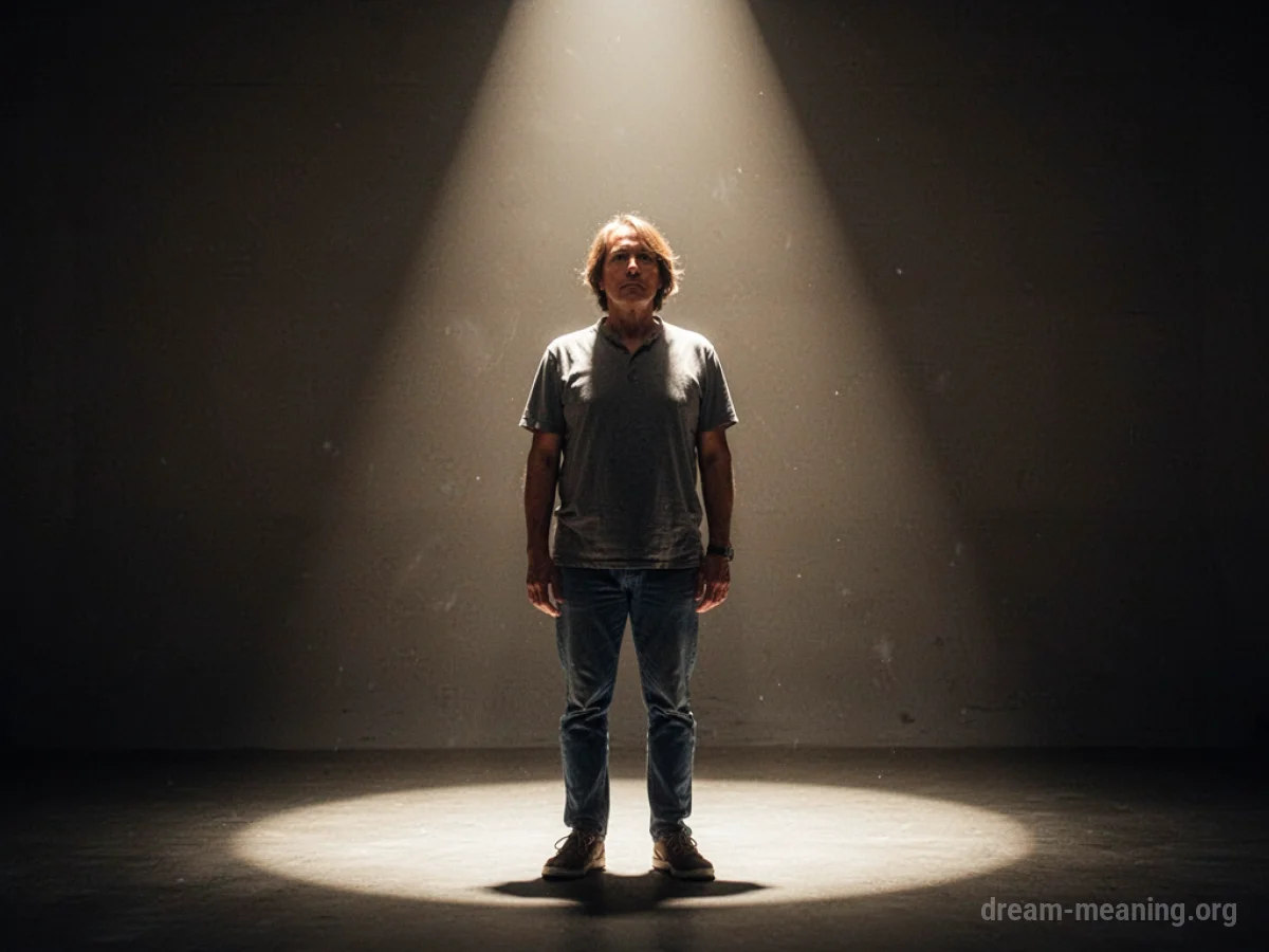 A person bathed in a soft light.