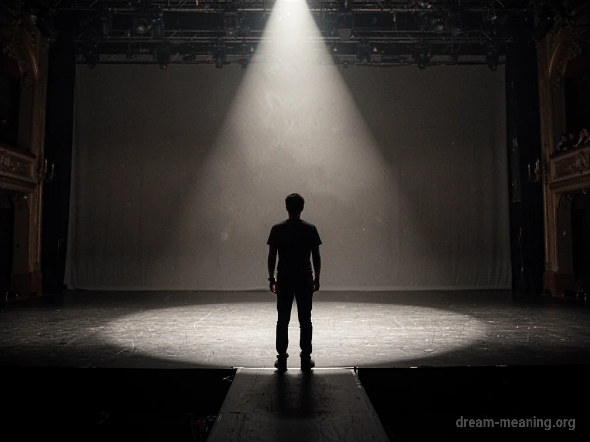Silhouette of a person on a dark stage as a spotlight fades.