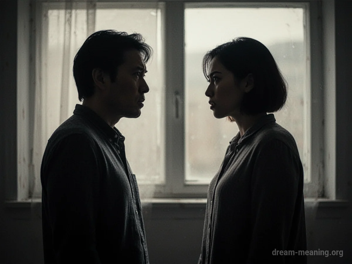 Two silhouetted figures with a palpable distance and tension between them.