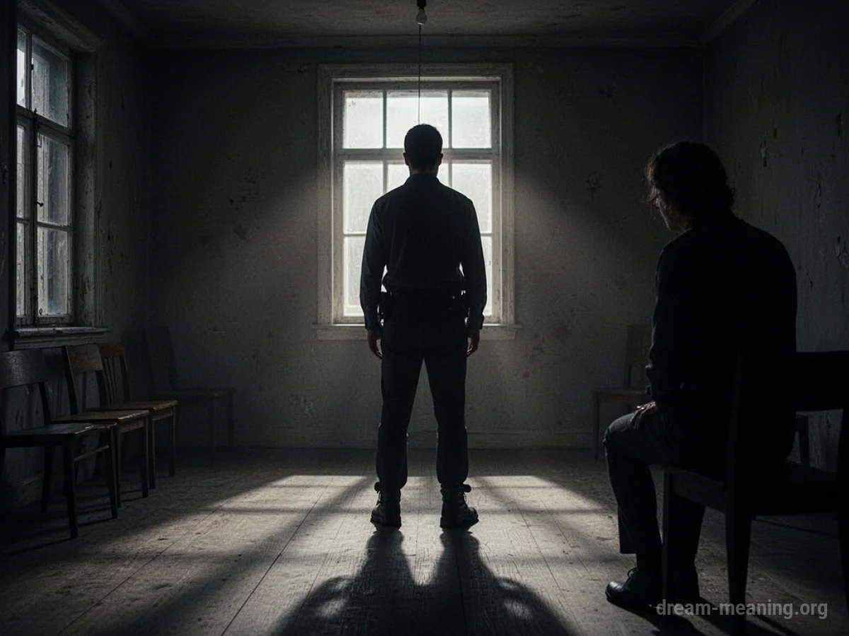 Silhouette of a person in a dark room facing shadows.
