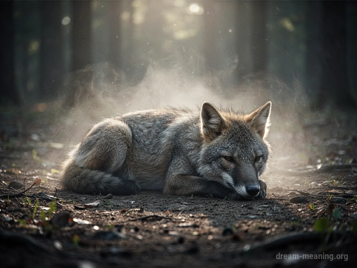 A weary animal resting on the ground.