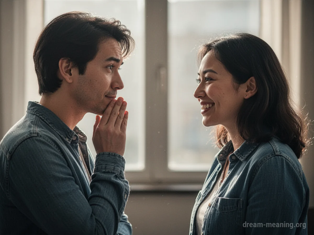 Two figures in a pleasant discussion, one nodding affirmatively.