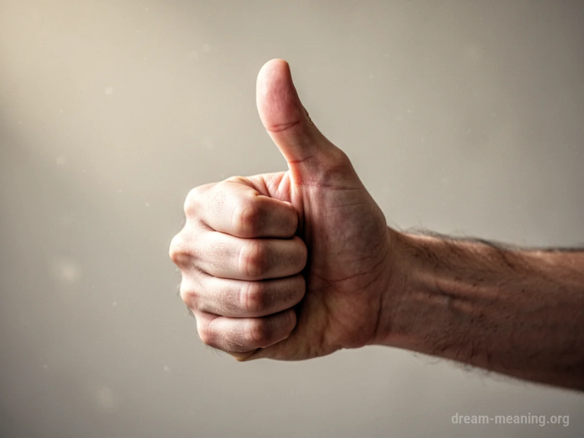A hand with the thumb pointing upwards.