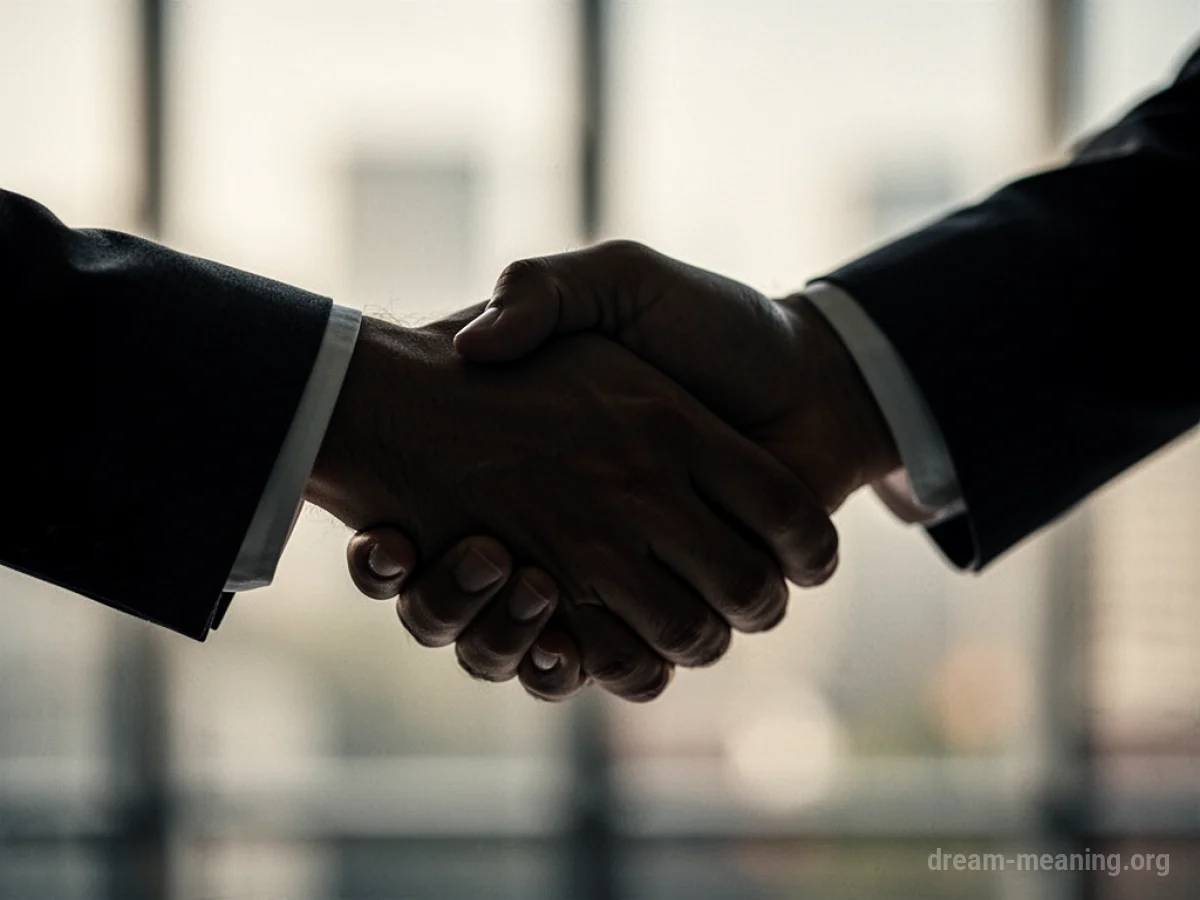 Silhouettes of two hands shaking.