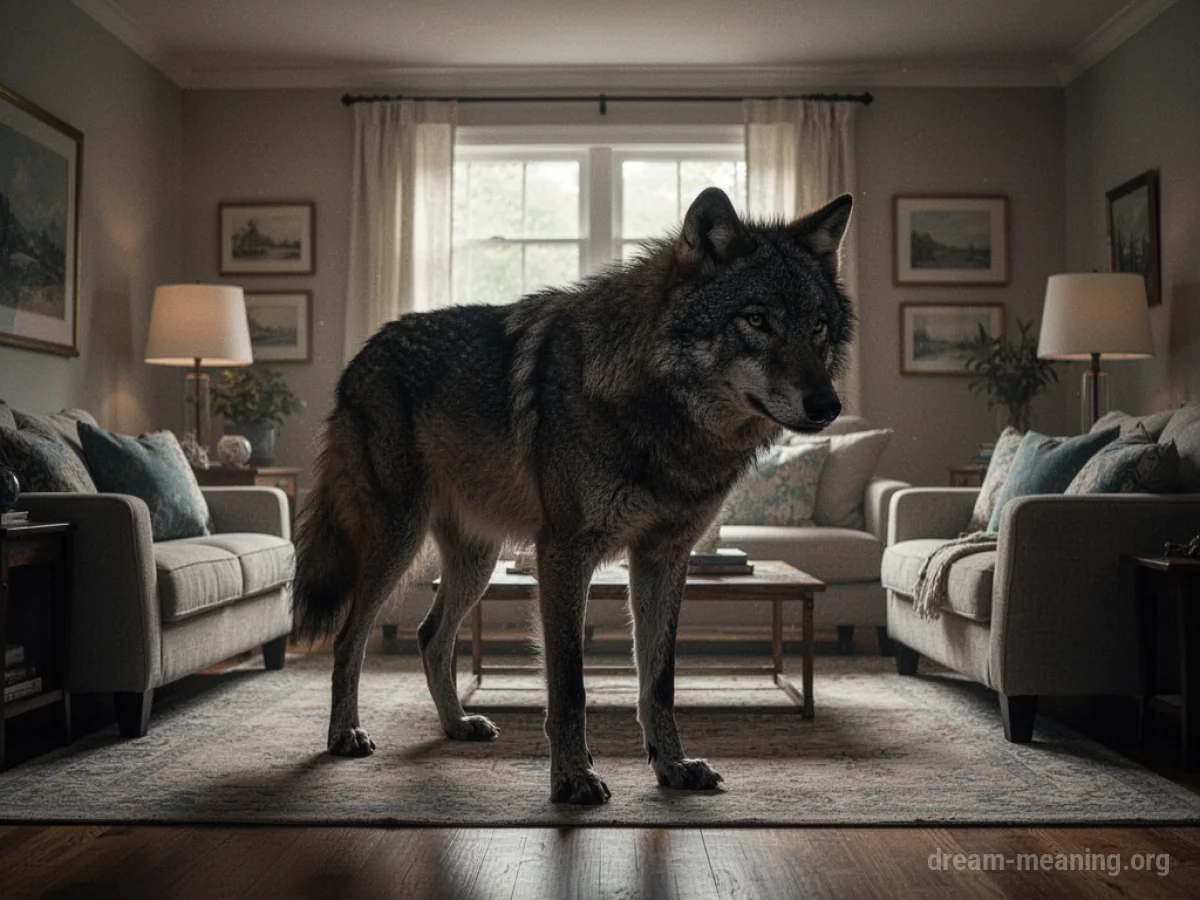 A large wild animal stands in a domestic living room.