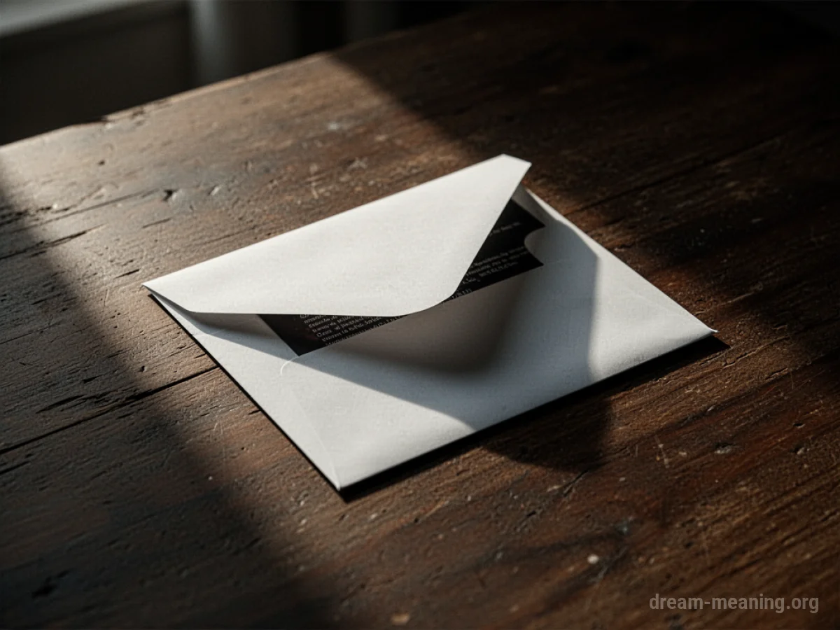 An envelope lying on a dark table.