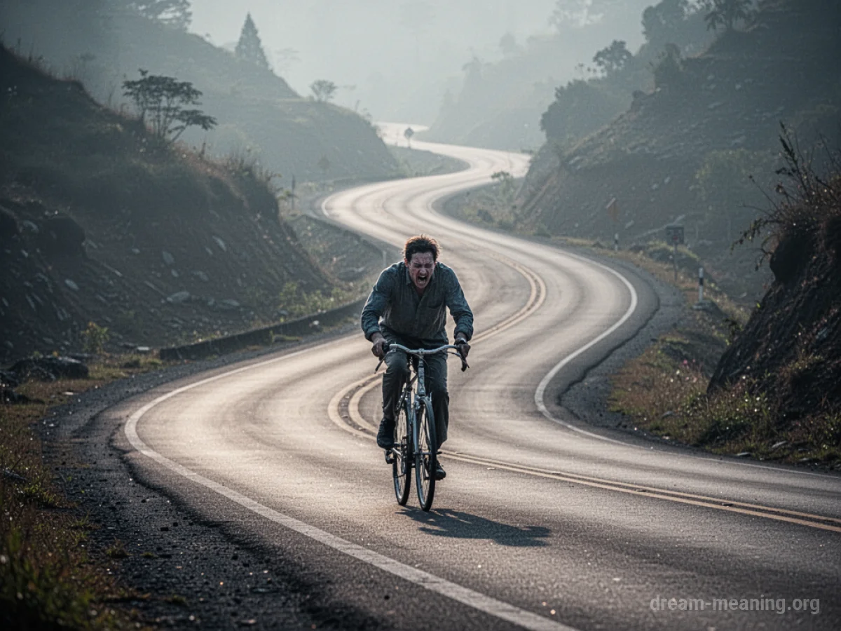 A person riding a bicycle up a steep incline on a road.