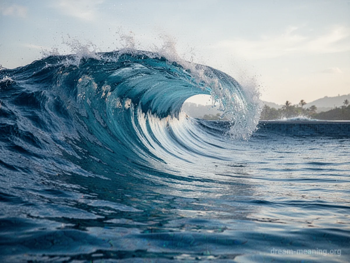 A large wave cresting inside a swimming pool.