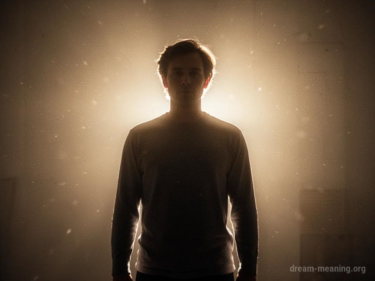 A silhouette of a person bathed in soft, warm light.