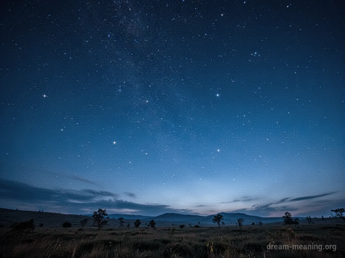 A dark blue night sky with a few faint stars.