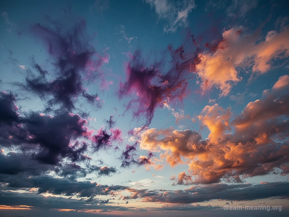 A blue sky with streaks of vibrant purple and orange blending into the blue.