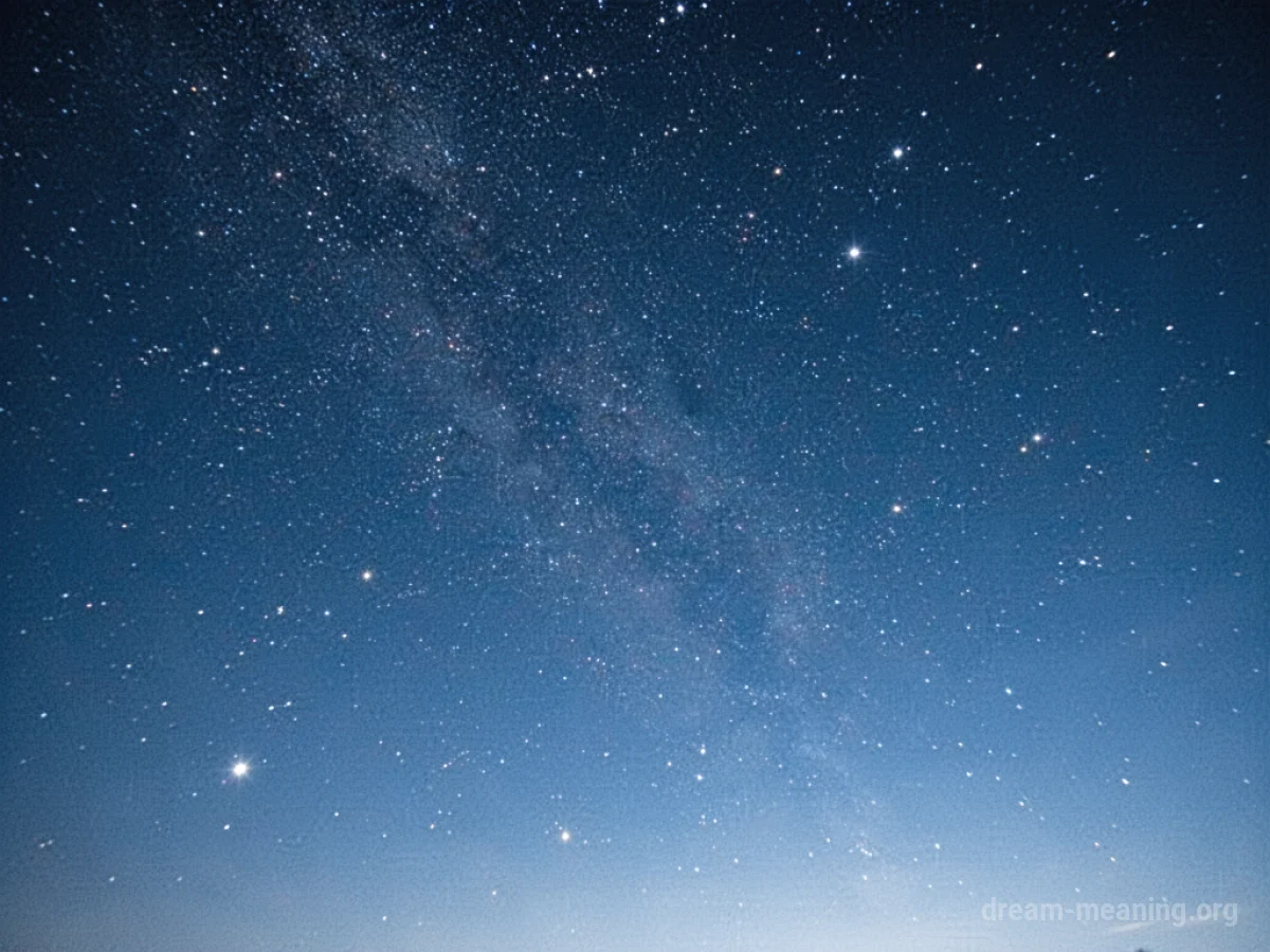 A deep blue sky dotted with numerous bright stars.