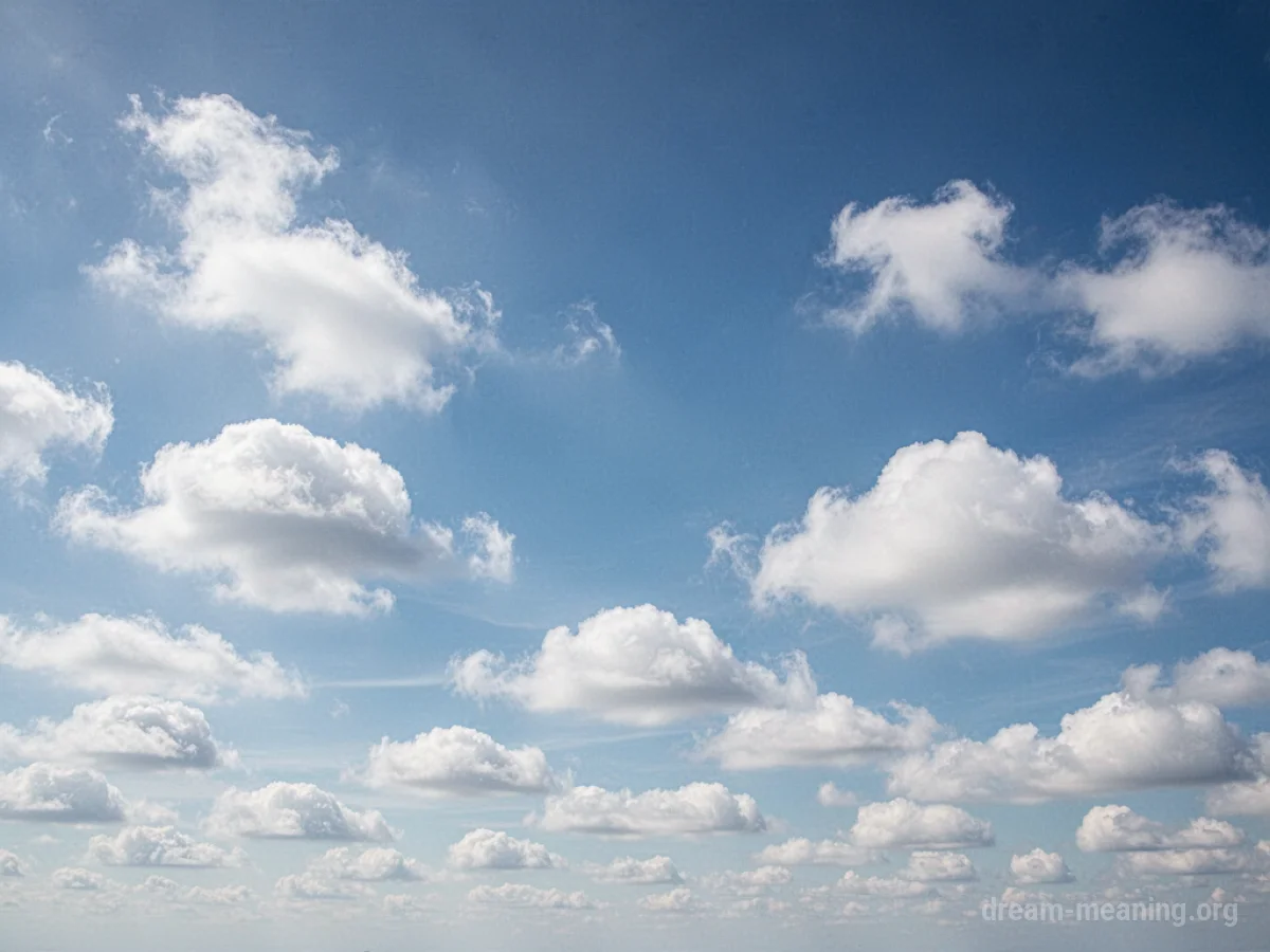 A wide expanse of blue sky with scattered white clouds.