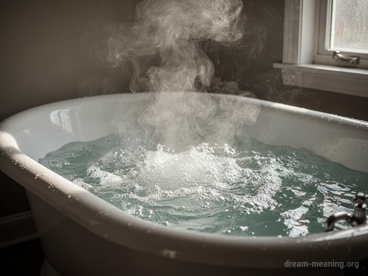 A bathtub filled with steaming water.