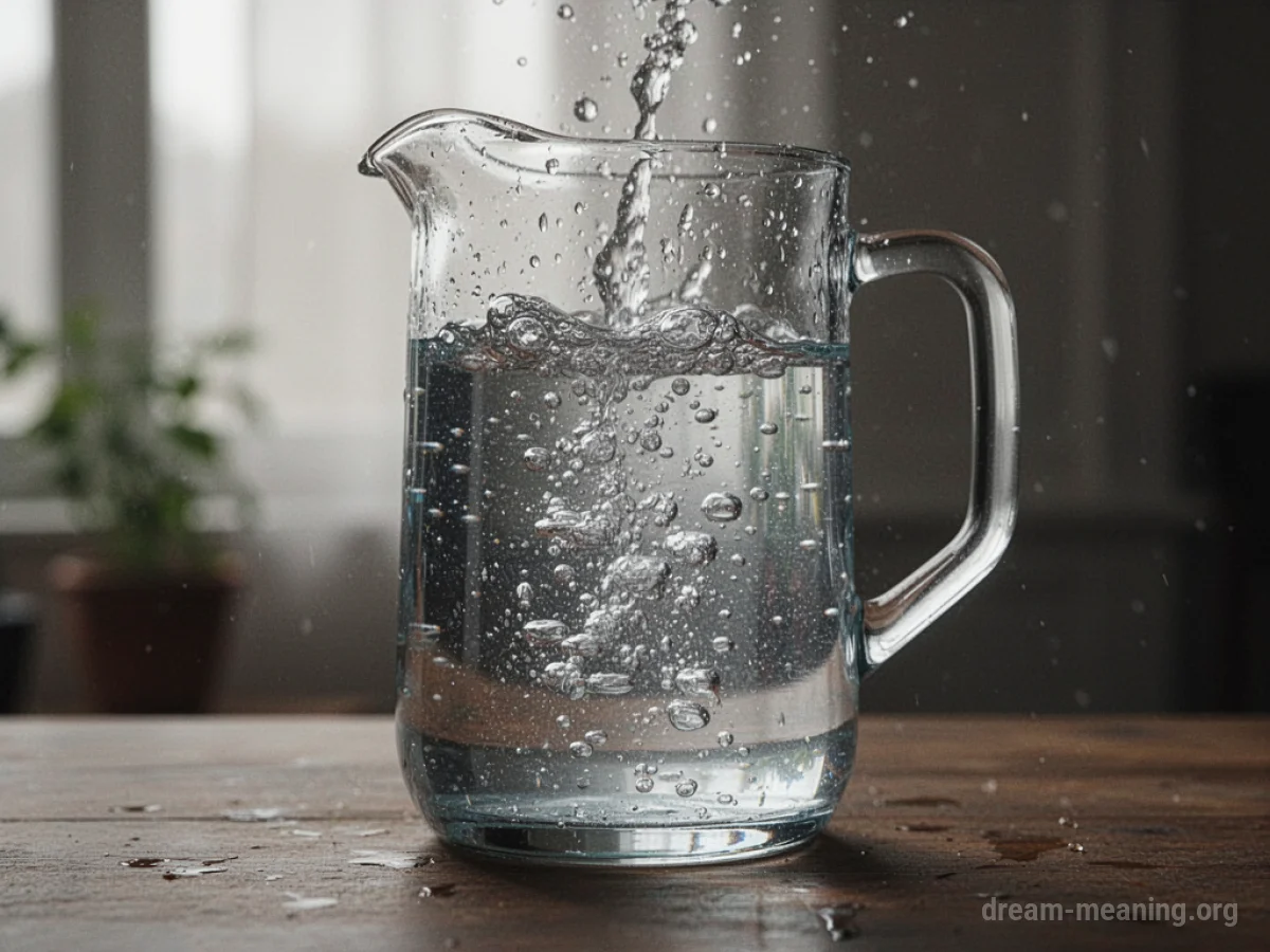 A glass pitcher filled with rapidly bubbling water.