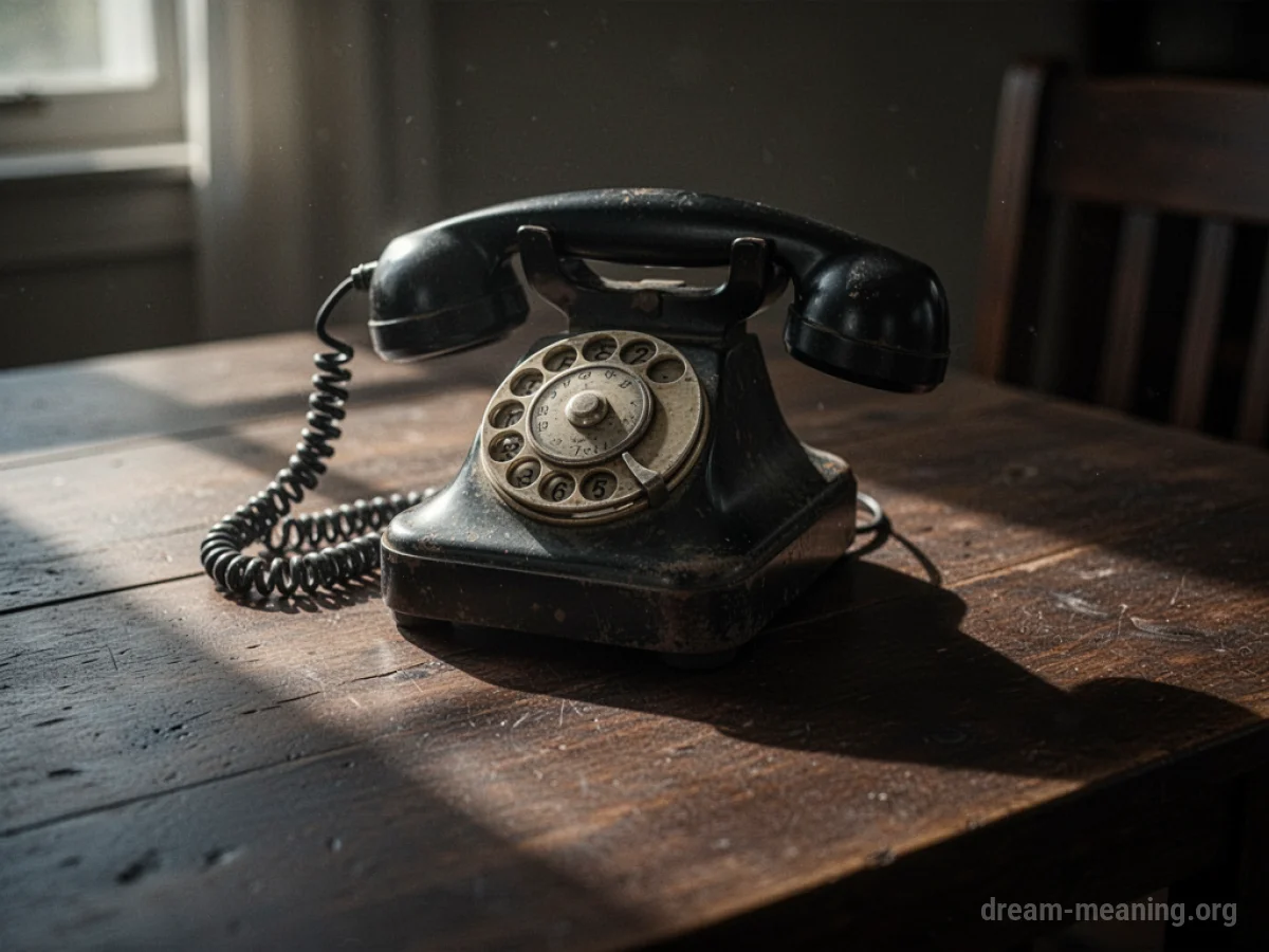 A rotary telephone on a table.