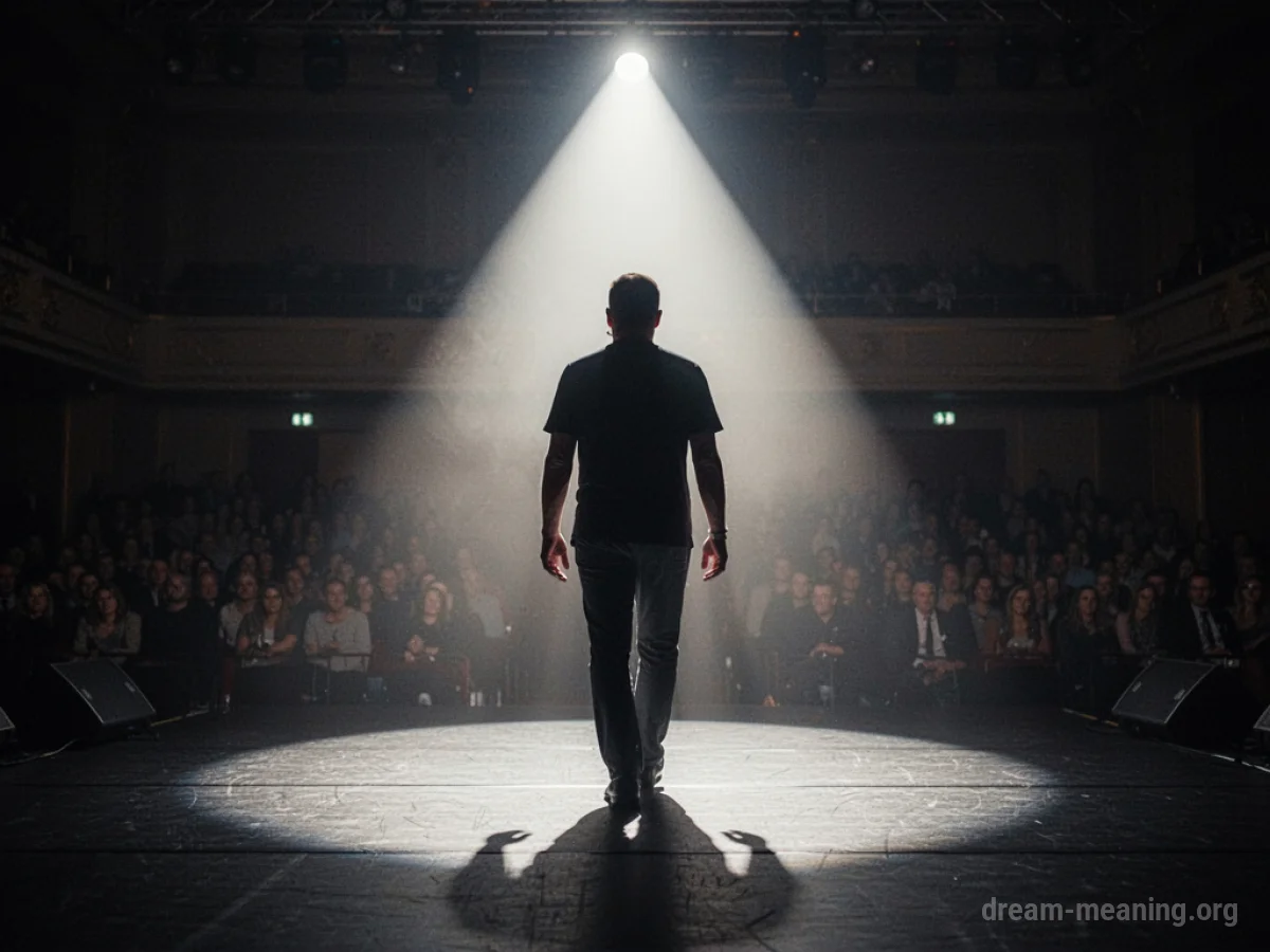 Silhouette of a person walking away from a spotlight.