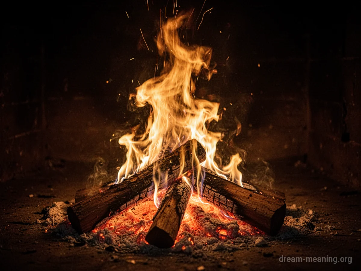 A bright fire burning with flames reaching upwards.