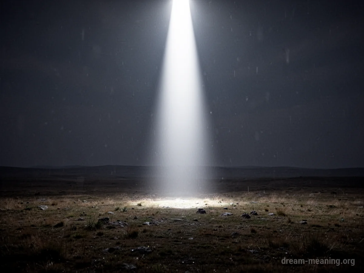 A bright beam of light illuminates a dark, featureless space.