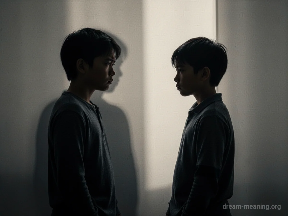 Silhouette of two brothers, one looking concerned.