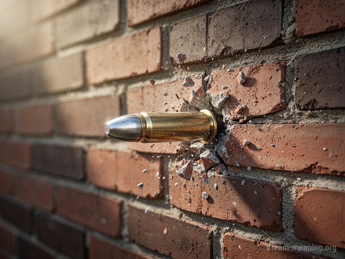 A bullet impacting a brick wall.