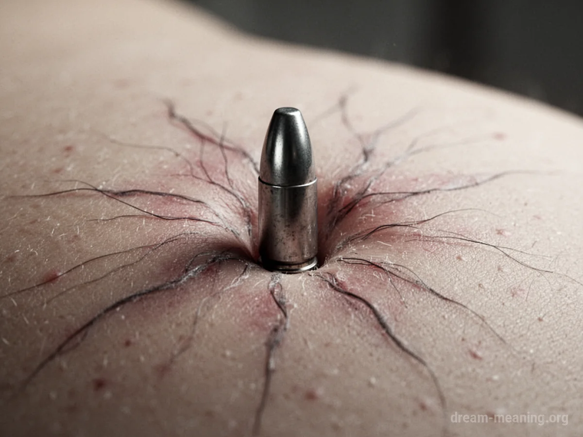 A bullet embedded in skin.