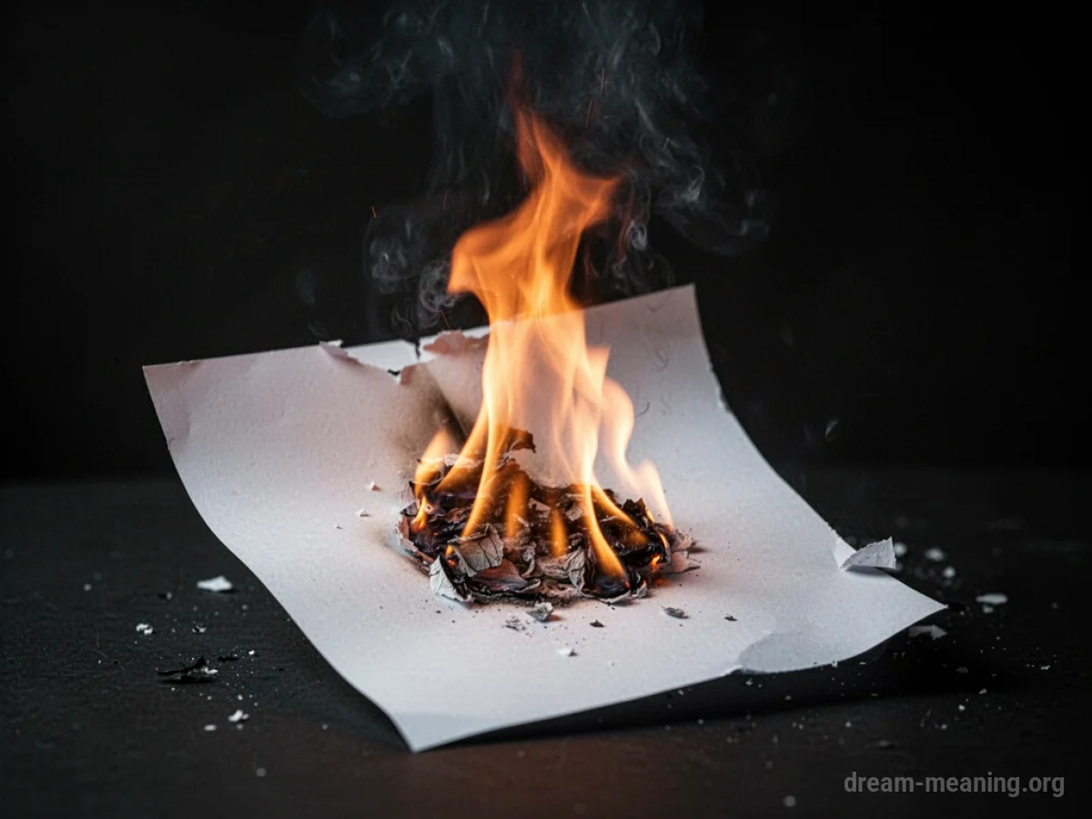 A piece of paper burning.