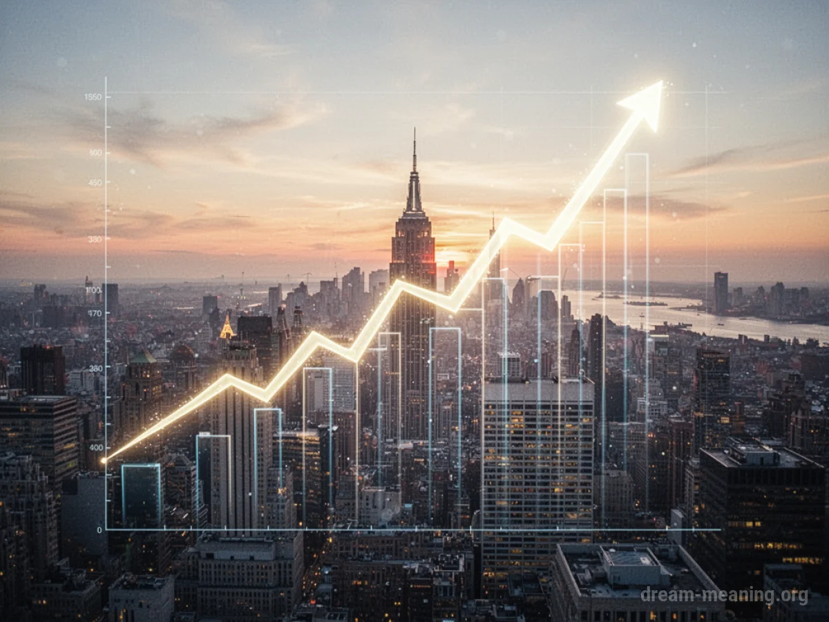An upward trending graph overlaid on a city skyline.