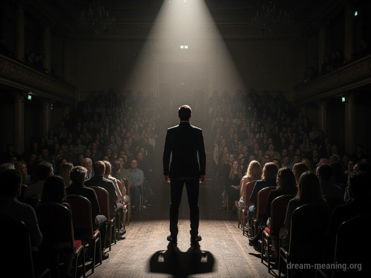 Silhouette of a person in a dark room with shadows suggesting onlookers.