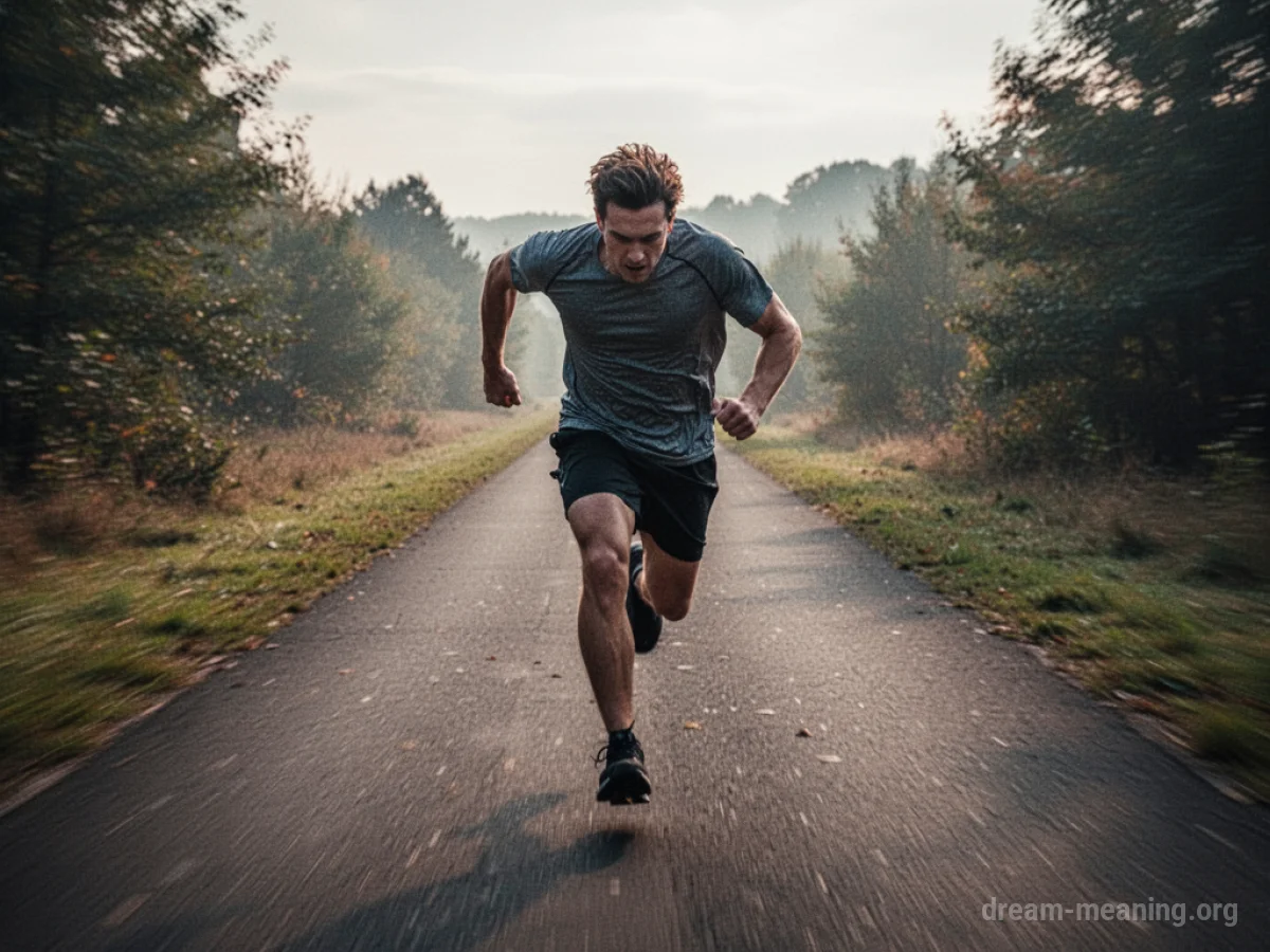 Person running in slow motion on a long path.