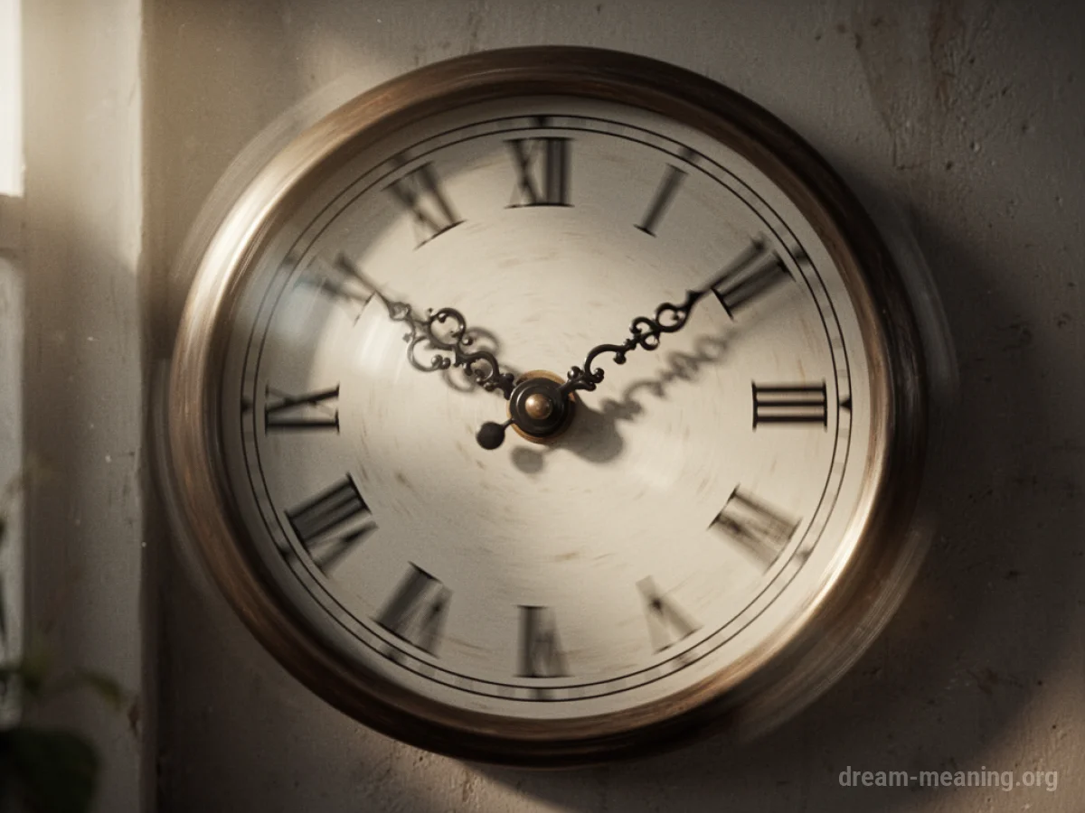 Clock face with blurred hands indicating rapid movement.