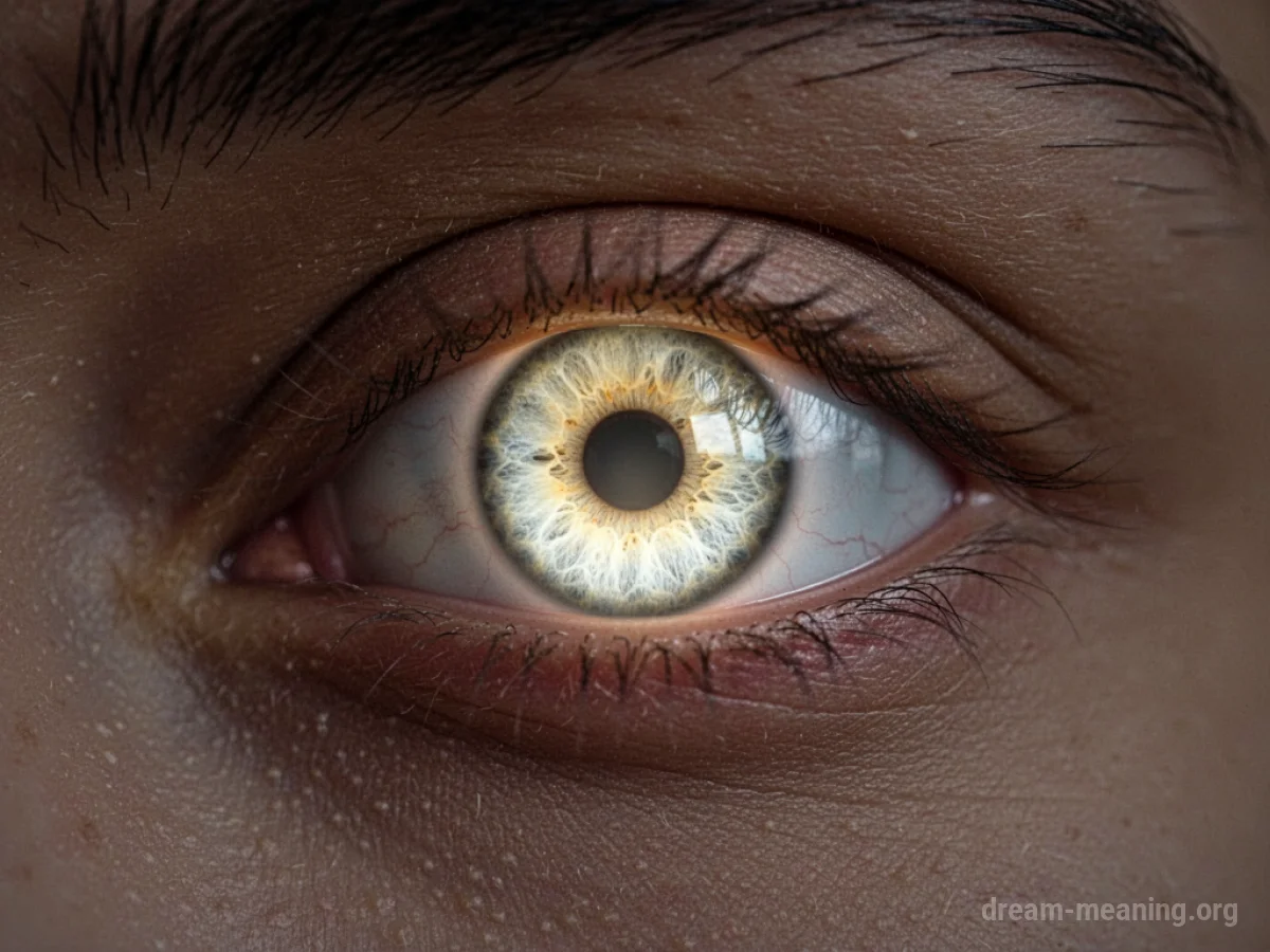 A close-up of a human eye with a glowing iris.