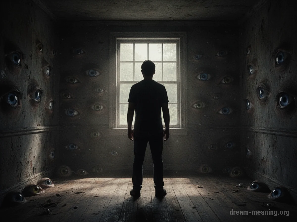 A person's silhouette standing alone in a dark room.